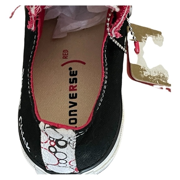Converse One Reds “Soccer Chick” Custom Sneakers | Women’s 8 Y2K Red Black NWT - Picture 10 of 16